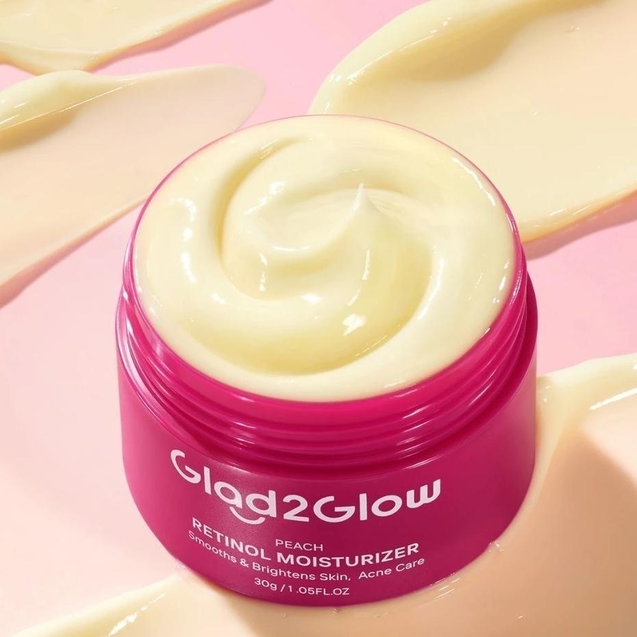 Glad2Glow Peach Retinol Moisturizer 30g - Anti-Aging Retinol Face Cream for Firm Smooth and Radiant Skin Care