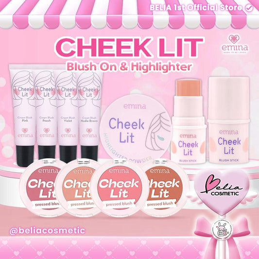 Emina Cheek Lit Series | Pressed Blush, Cream Blush Stick & Highlighter | Glow & Blush Essentials – Serba Ada