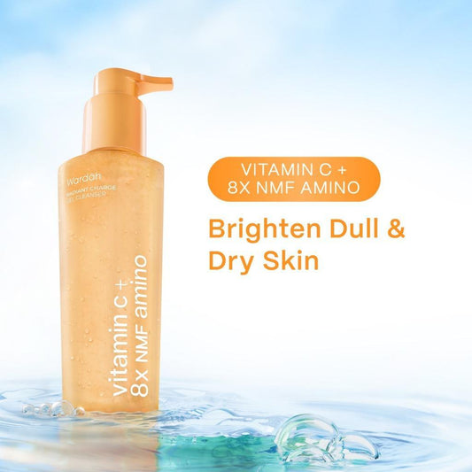 WARDAH Amino Gel Cleanser Vitamin C + 8X NMF Amino 120ml | Low pH Gentle Face Wash for Dull, Dry & Sensitive Skin | Hydrating & Brightening Skincare