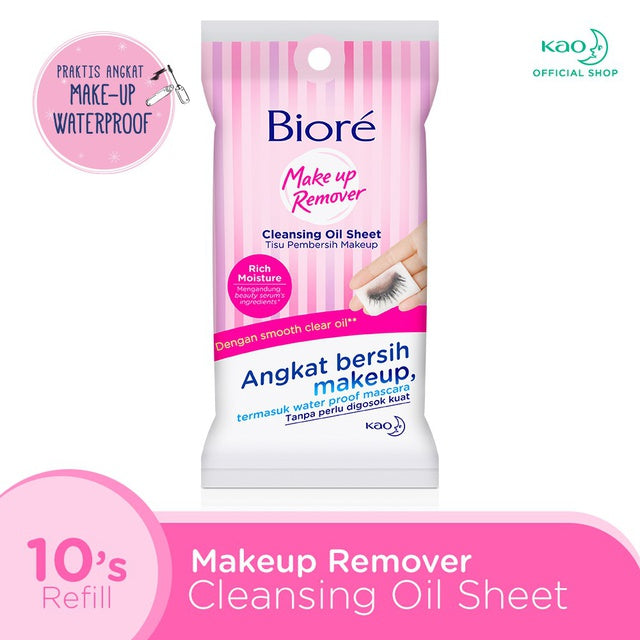 Biore Make Up Remover Tissue Untuk Make Up Waterproof Cleansing Oil Non Alcohol 10 s