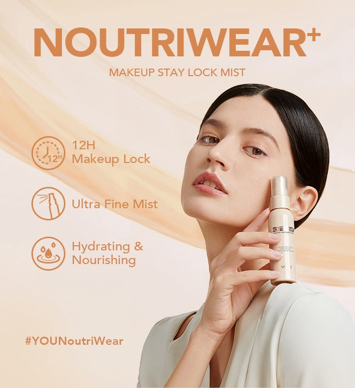 YOU NoutriWear+ Makeup Stay Lock Mist Setting Spray Oil Control Hydrating & Nourishing Tahan Lama Hingga 12 Jam Makeup Lock Kosmetik Mist