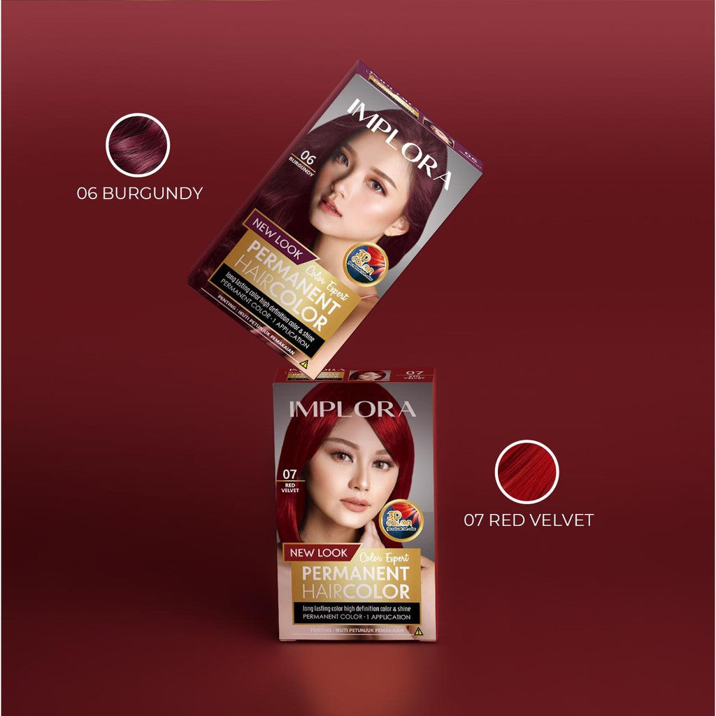 Implora New Permanent Hair Color | Pewarna Rambut Black Brown Burgundy