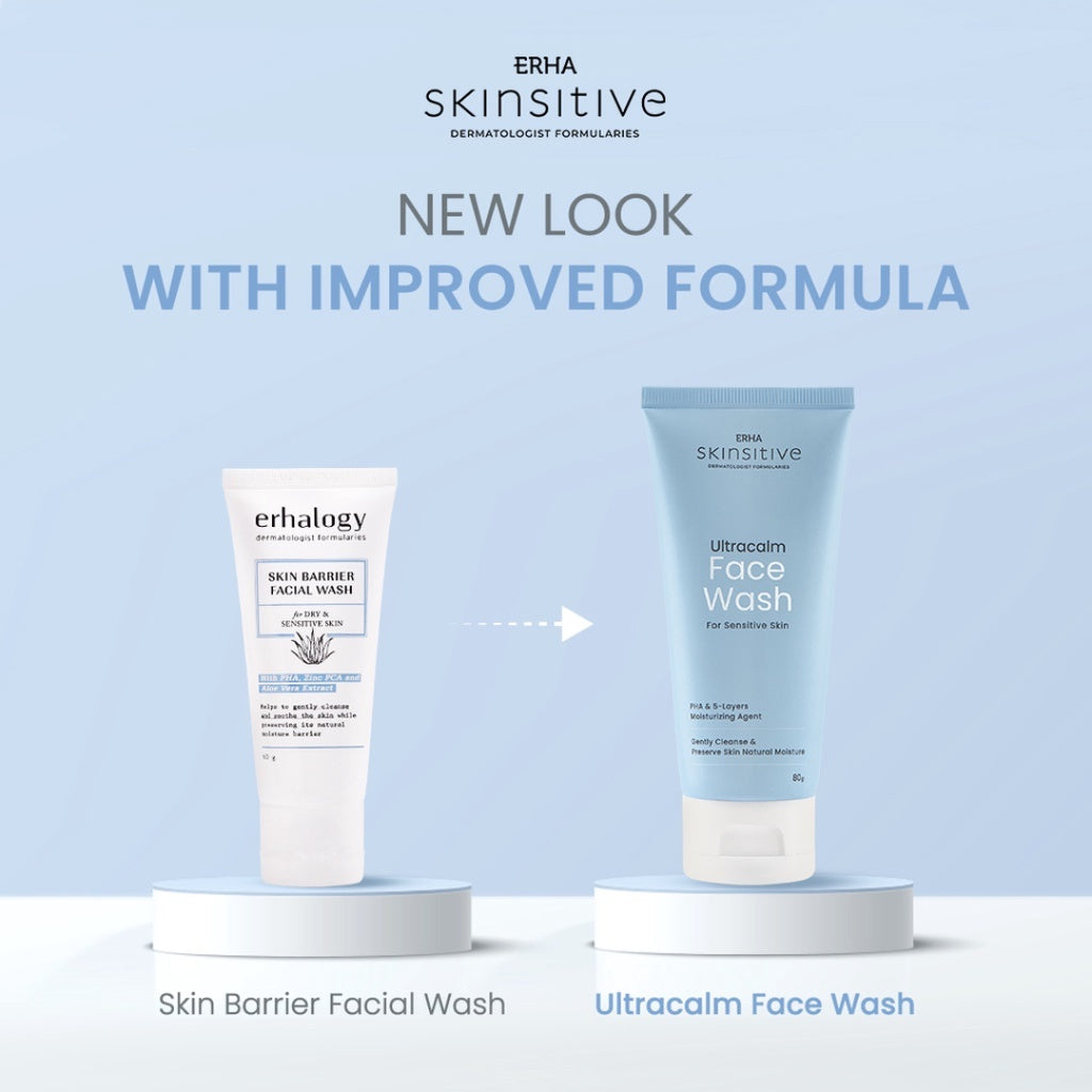 ERHA Bundle Skinsitive Ultracalm Face Wash 80g + Ultracalm Face Toner 100ml - Paket Kulit Wajah Sensitif & Aman untuk Semua Jenis Kulit