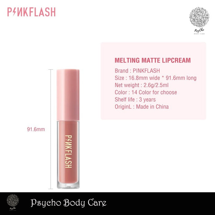 PINKFLASH Lip Matte Melting Matte Lipcream Lipstik Matte Lembut Pigmentasi Tinggi #OhMyKiss Original