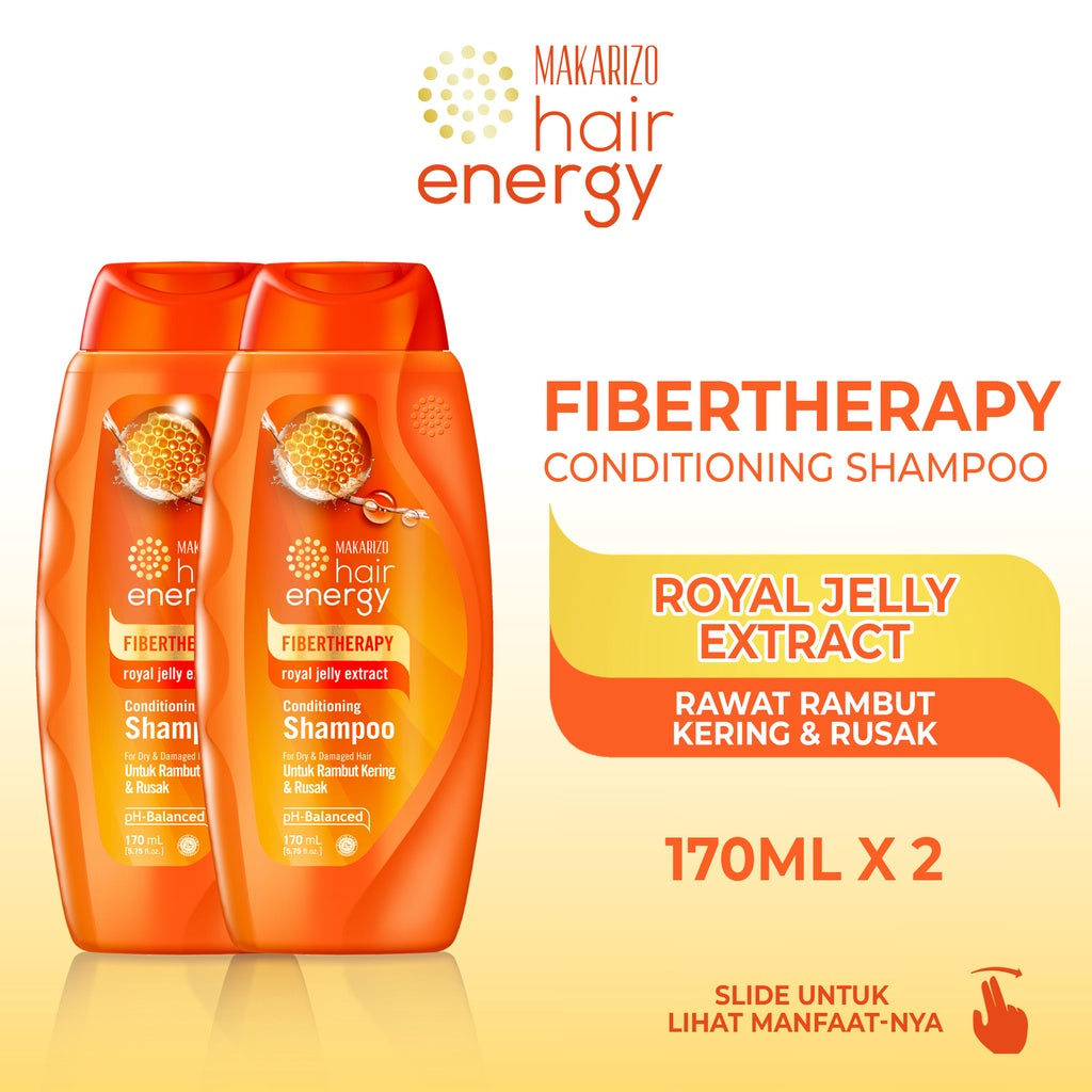 PAKET ISI 2 - Makarizo Hair Energy Fibertherapy Conditioning Shampoo Royal Jelly 170mL