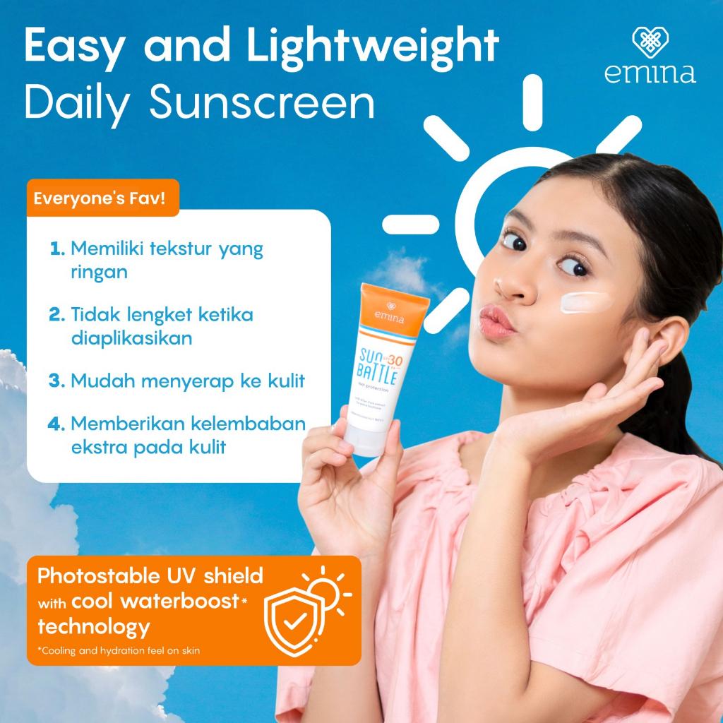 Emina Sun Battle SPF 35 PA+++ 20ml FUN SIZE NEW!! Bright Glow Sunscreen Wajah