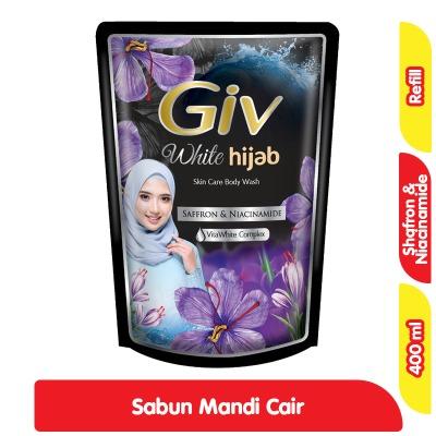 Giv White Hijab Body Wash Saffron & Niacinamide 400ml – Brighten & Refresh Skin with Halal-Friendly, Long-Lasting Fragrance