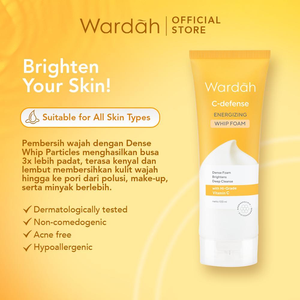 Wardah C-Defense Energizing Whip Foam 100ml | Brightening Facial Cleanser with Vitamin C | Serba Ada