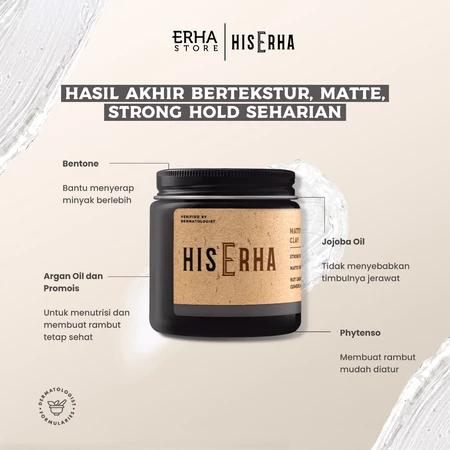 HIS ERHA Mattifying Clay: The Ultimate Hair Clay for a Matte, Textured Look 120g