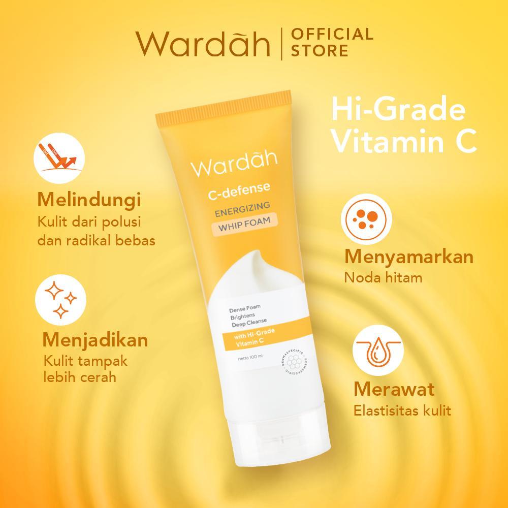 Wardah C-Defense Energizing Whip Foam 100ml | Brightening Facial Cleanser with Vitamin C | Serba Ada