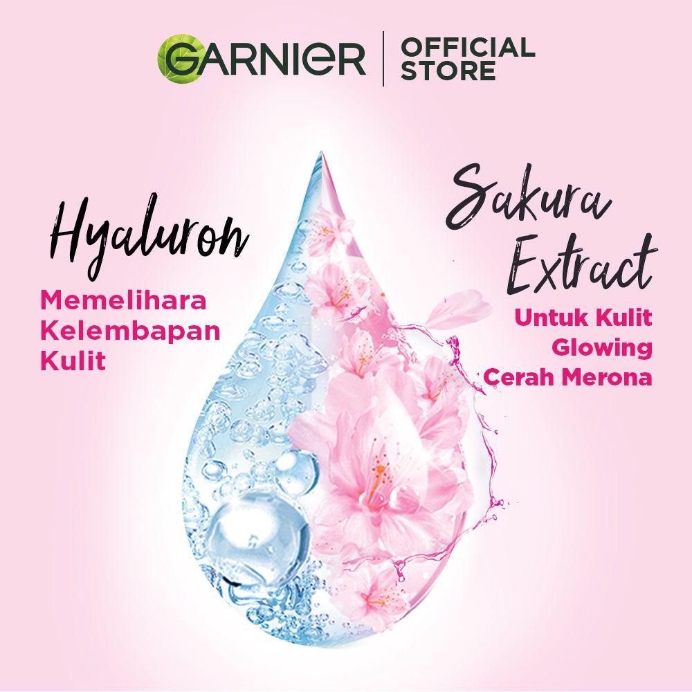 GARNIER Hyaluron Hydrating Skin Barrier Serum Masker Wajah Sakura Glow 10 Pcs Lebih Hemat skincare