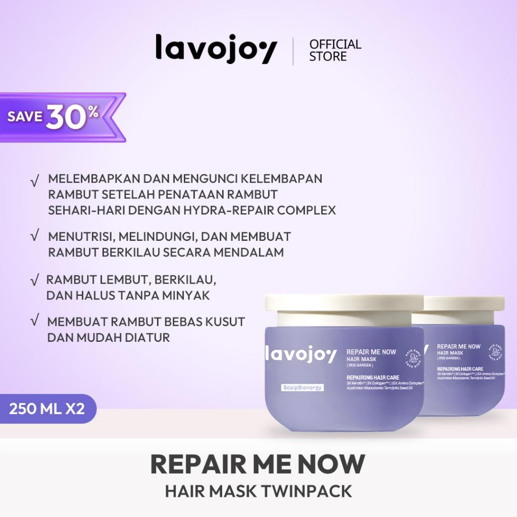 [NEW LAUNCH]  Lavojoy Repair Me Now Hair Mask Iris Garden 250ml | Halus & Berkilau Tanpa Lepek | Multi-Layering Repair With 3×Keratin + 3×Collagen + 15× Amino Complex + Argan + Macadamia Oil + Peptide Hydra-Repair