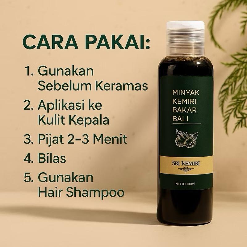 Sri Kemiri Authentic Bali Burned Candlenut Oil | Hair Growth & Beard Booster Elixir – 100% Original & BPOM Certified