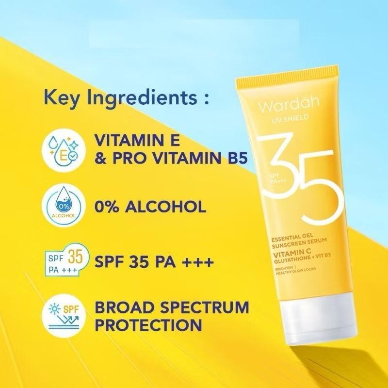GlowGuard by Wardah – UV Shield Essential Sunscreen Gel SPF 35 PA+++ | 40ml | BPOM Certified