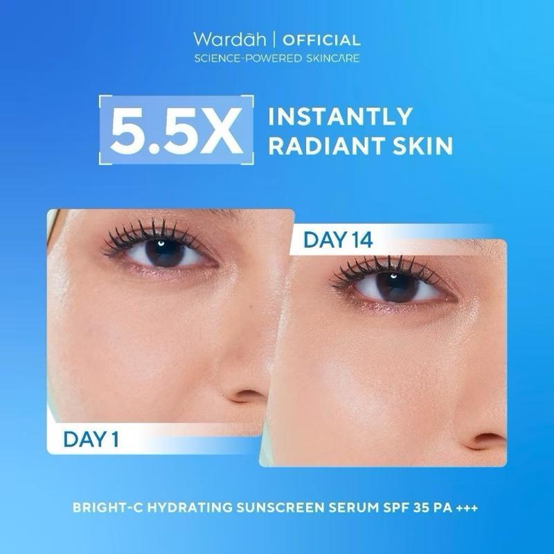 Wardah Glow & Shield Vitamin C SPF 35+ Hydrating Sunscreen Serum - Bright-C Complex & UV Protection for All Skin Types