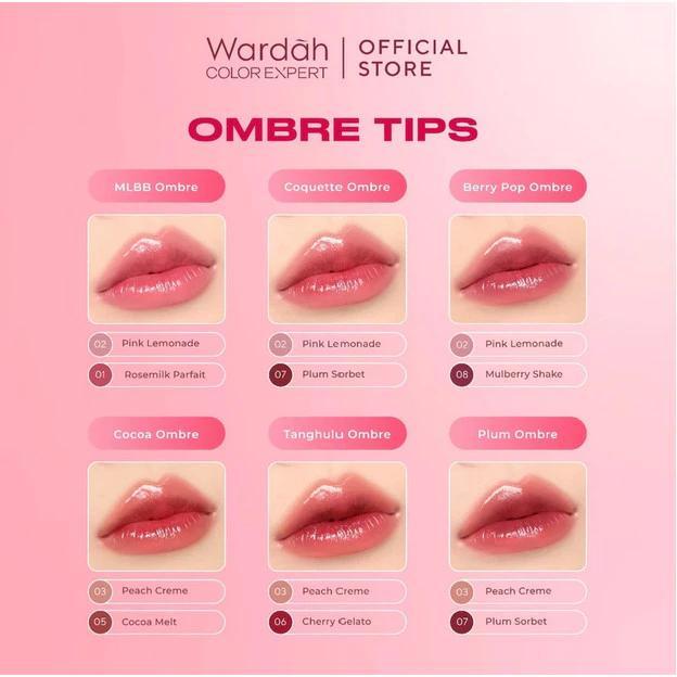 Wardah Moist Dew Tint Ombre 2PCS 3g - MLBB & Pink Lemonade - 24H Lasting Moisture, Intense Color, Lightweight Dew, Halal, Vegan, Cruelty Free