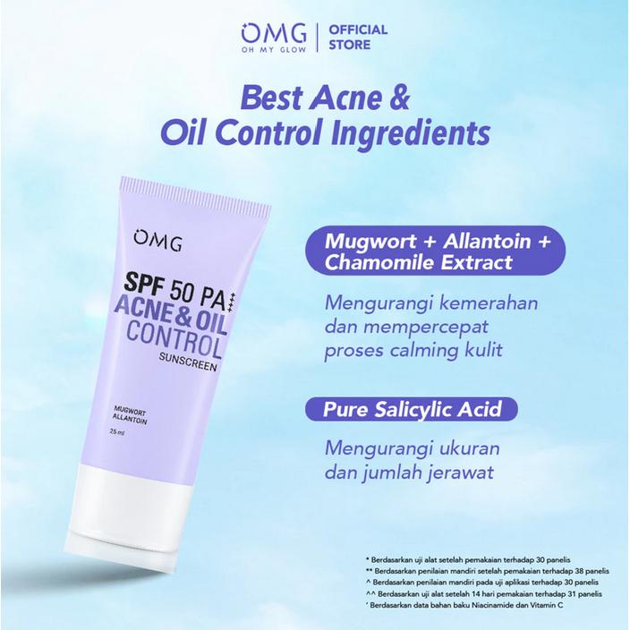 OMG Acne & Oil Control UV Barrier Sunscreen SPF50 PA++++ 25ml – With Mugwort, Allantoin & Salicylic Acid