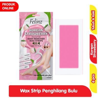 Felinz Wax Strip Korean Strawberry – Body Hair Removal 6 Strips | Quick & Easy At-Home Waxing | Smooth, Hair-Free Skin with Sweet Strawberry Scent