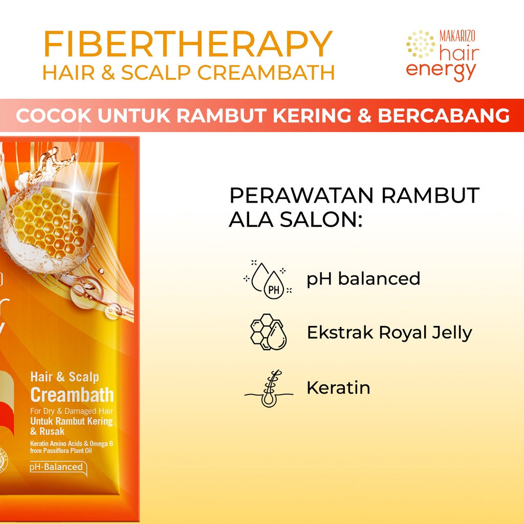 Makarizo Hair Energy Fibertherapy Hair & Scalp Creambath Royal Jelly 60 mL