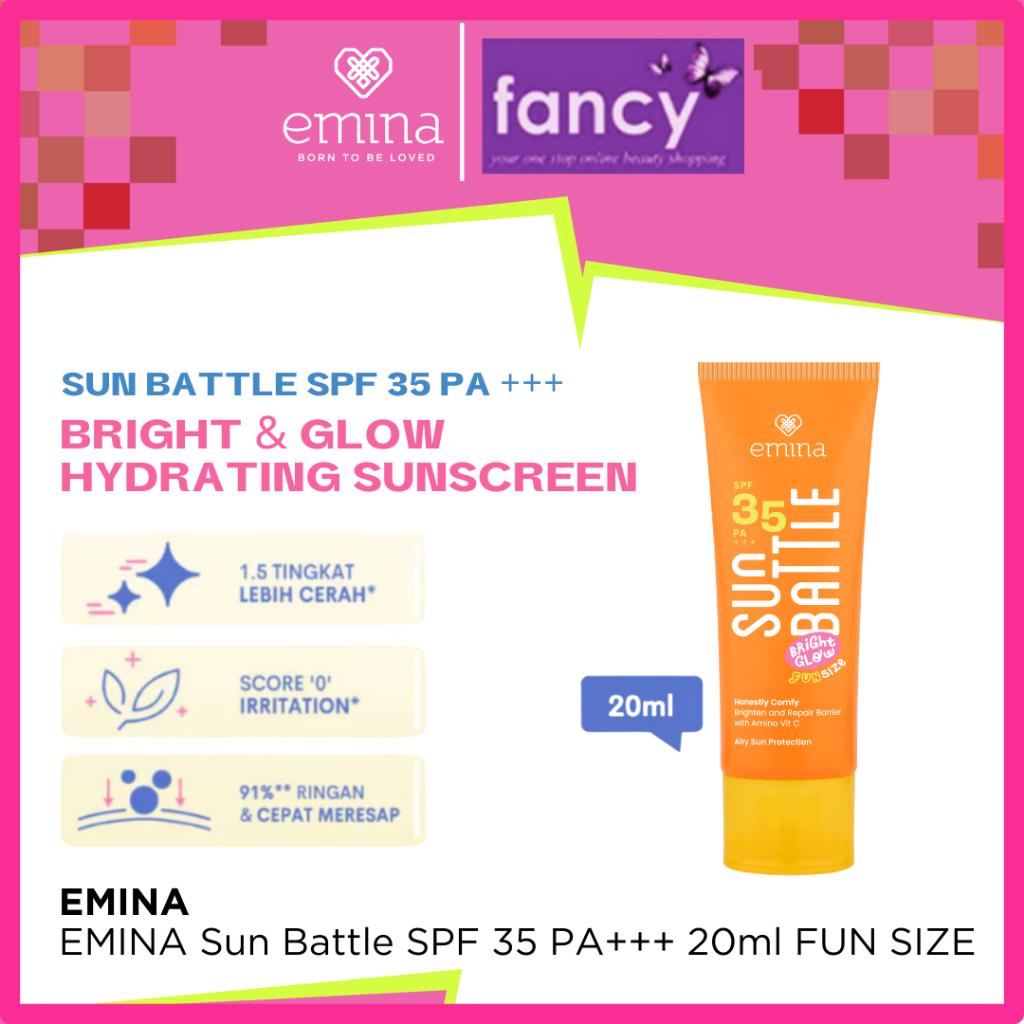 Emina Sun Battle SPF 35 PA+++ 20ml FUN SIZE NEW!! Bright Glow Sunscreen Wajah