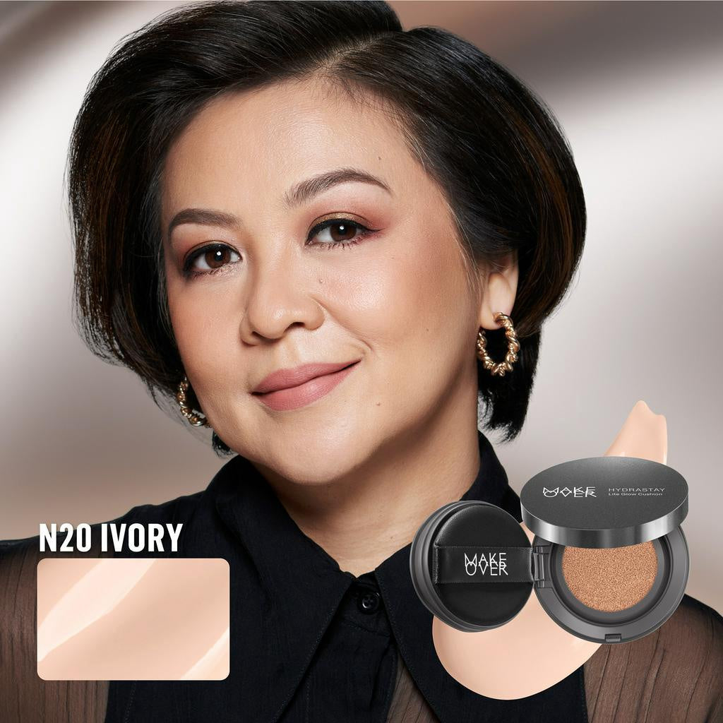 MAKE OVER Hydrastay Lite Glow Cushion 15 g - Cushion atau Foundation Compact untuk Dry Skin atau Kulit Kering BEST SELLER High Coverage Concealer Foundation Make Up Makeup