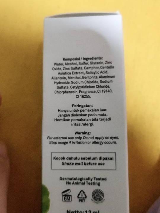 Sariayu Intensive Acne Serum 12ml - Targeted Treatment for Pimples with Salicylic Acid Centella Asiatica Extract & Sulfur