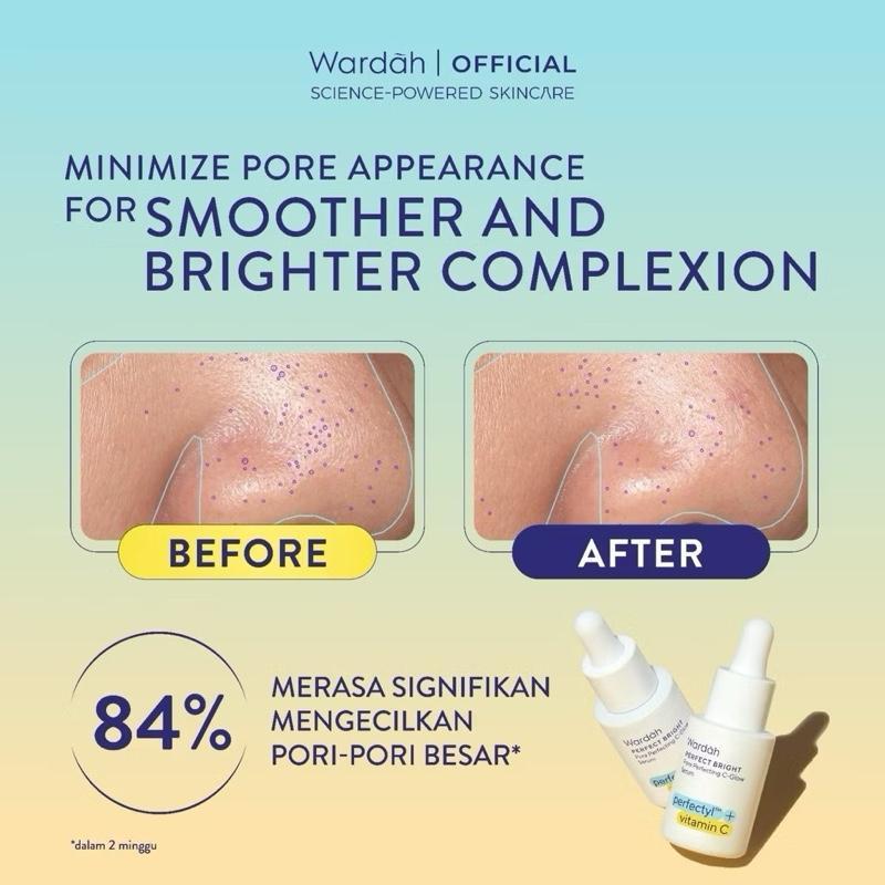 Wardah Perfect Bright C-Glow Serum - Pore Blurring, Peeling & Brightening with C-Vitamin Complex for Sensitive Skin - 15ml