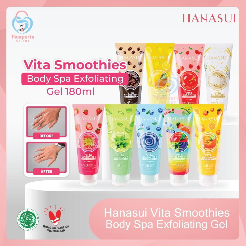 Hanasui Vita Smoothies Body Spa Exfoliating Gel 180ml Gentle Body Scrub & Peel with Double Exfoliator AHA BHA PHA Microbeads Collagen
