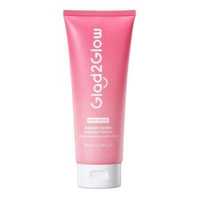Glad2Glow Overnight Bright Body Serum 180ml – Creamy Berry | Brighten & Nourish Skin While You Sleep