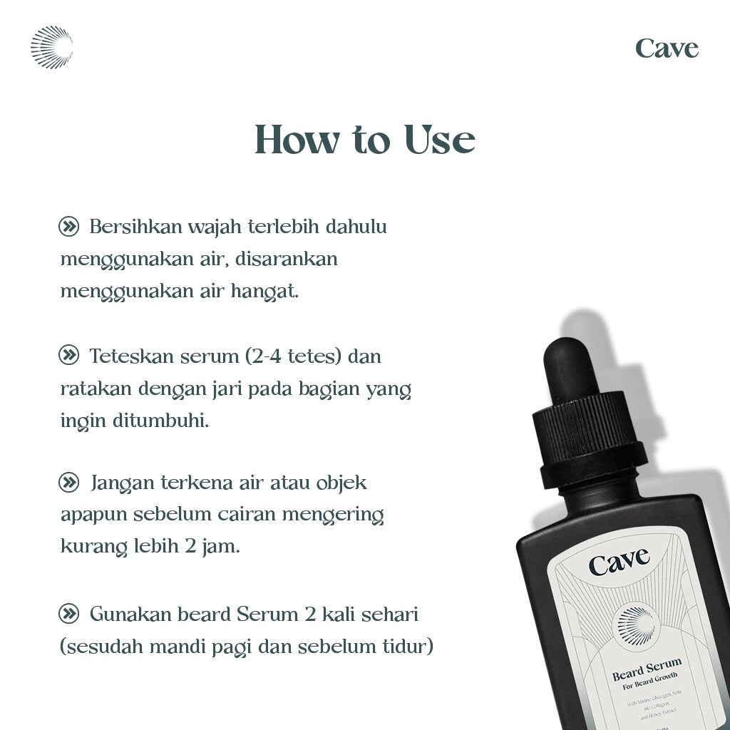 CAVE Beard Serum 30 ml - Penumbuh & Pelebat Brewok Kumis Jenggot Jambang Pria