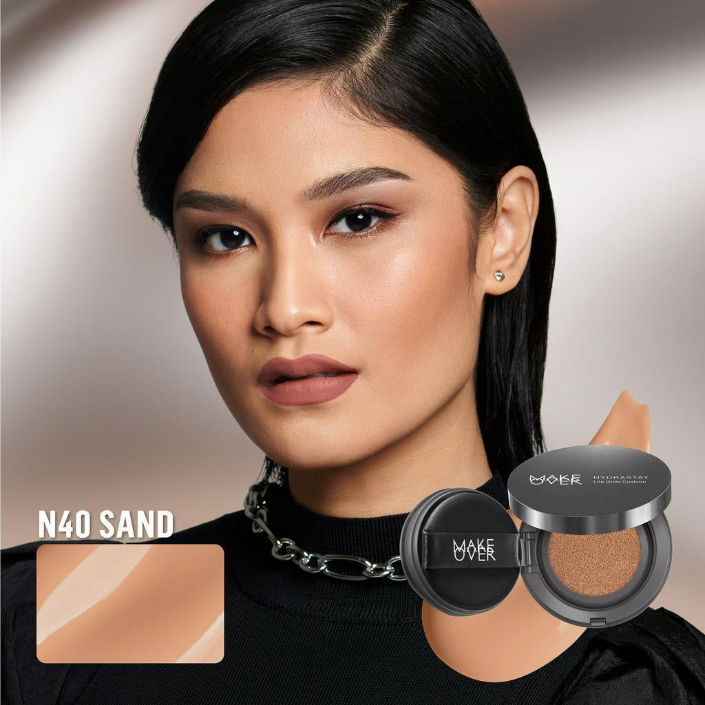 MAKE OVER Hydrastay Lite Glow Cushion 15 g - Cushion atau Foundation Compact untuk Dry Skin atau Kulit Kering BEST SELLER High Coverage Concealer Foundation Make Up Makeup