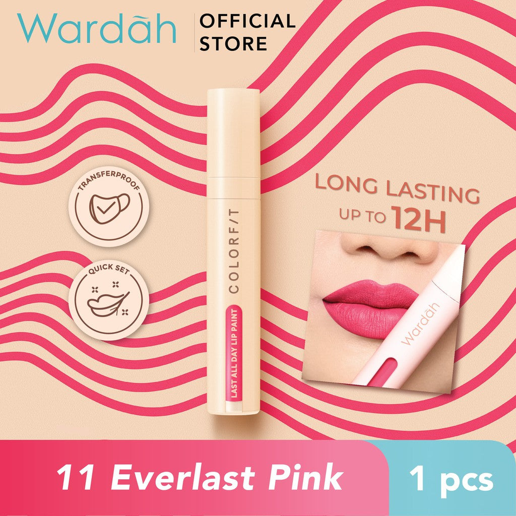 [LIP MATTE TAHAN LAMA] WARDAH Colorfit Last All Day Lip Paint 4 gr (Shade 1-12) Tahan Lama Hingga 12 Jam - Transferproof dengan One Swipe Coverage - Warna Intense - Lipstik Tahan Air dan Minyak - Liptint Anak Sekolah - Liptint - Makeup