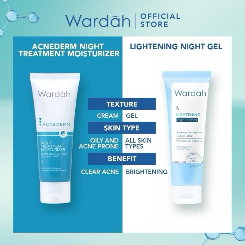 Wardah Acnederm BHA Night Cream – Clear Skin Glow Moisturizer for Acne-Prone Face (40ml)