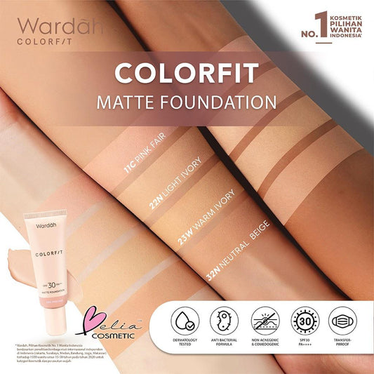 WARDAH Colorfit Makeup Set – Matte Foundation & Glow Cushion (Full/Refill)
