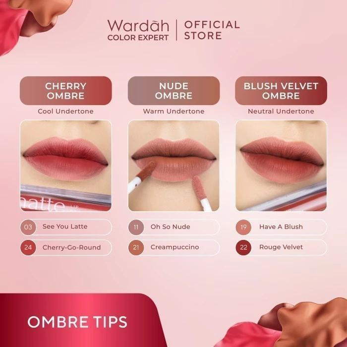 Wardah Exclusive Matte Lip Cream Tasya Farasya 21 Creampuccino 18 Shades SPF20 PA++ Non-Dry Formula High Pigmented Cream Texture