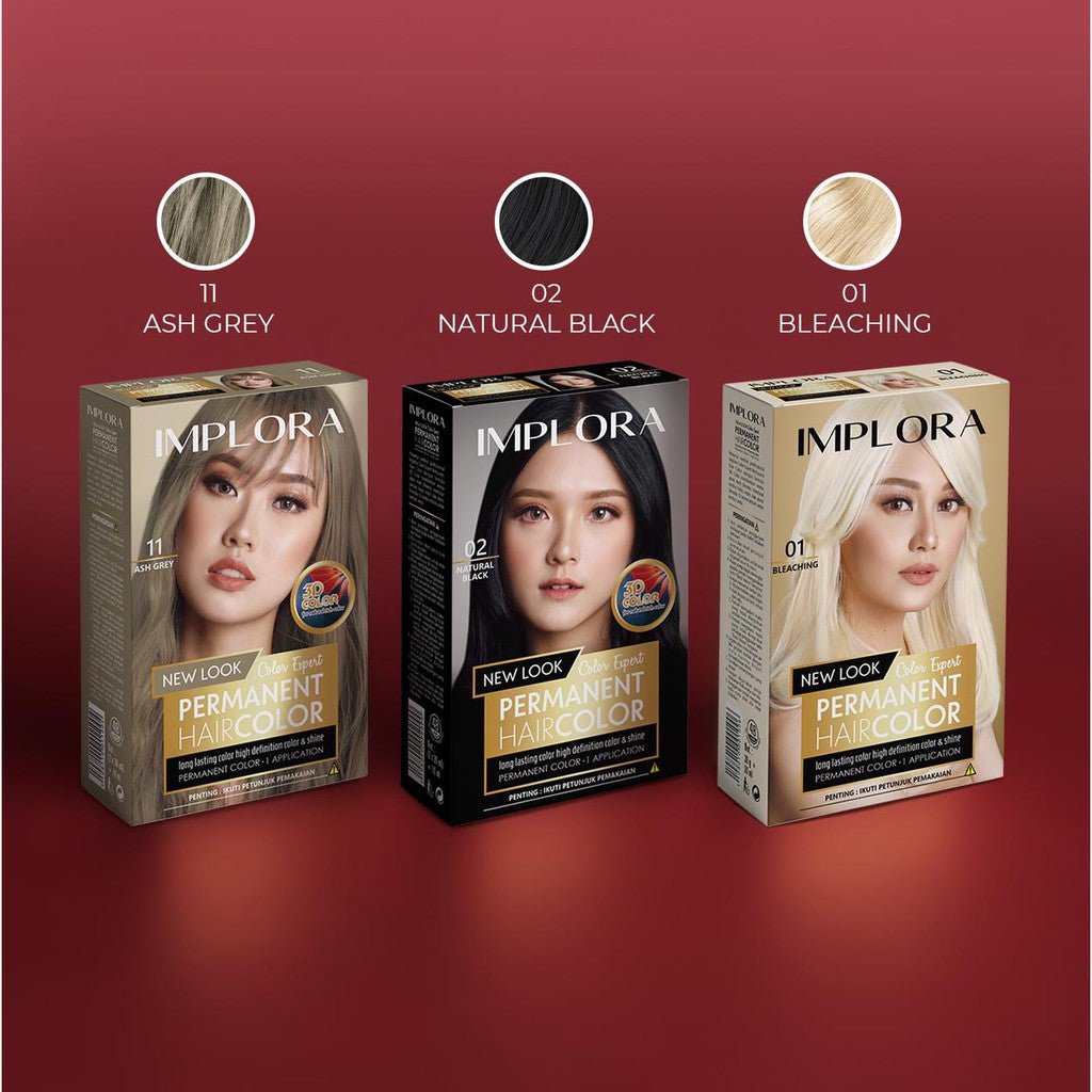 Implora New Permanent Hair Color | Pewarna Rambut Black Brown Burgundy