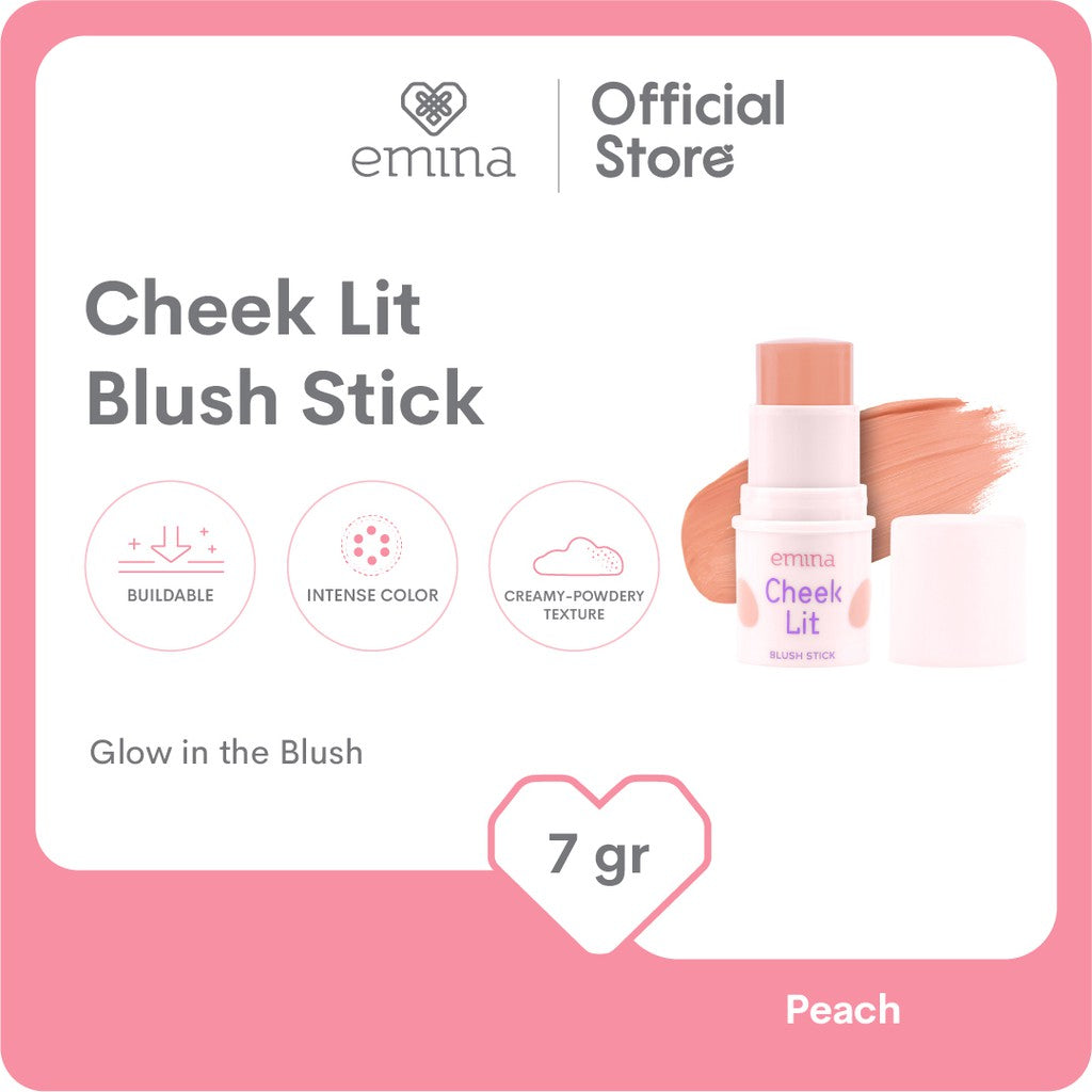 Emina Cheek Lit Blush Stick 7 g - Blush On Praktis, Tekstur Powdery to Creamy, Warna Intense