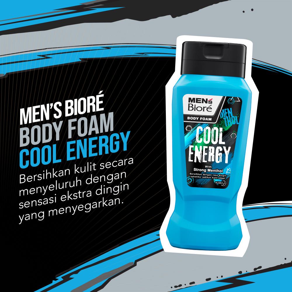 Men's Biore Sabun Mandi Cair Untuk Pria Cool Energy Strong Menthol Botol 250 ml + Refill 400 ml - Sabun Cair Body Wash