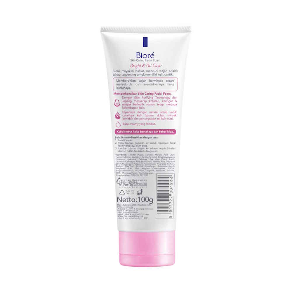 Biore Skin Caring Sabun Cuci Muka Untuk Kulit Berminyak Bright & Oil Clear Natural Scrub 100 gr - Facial Wash