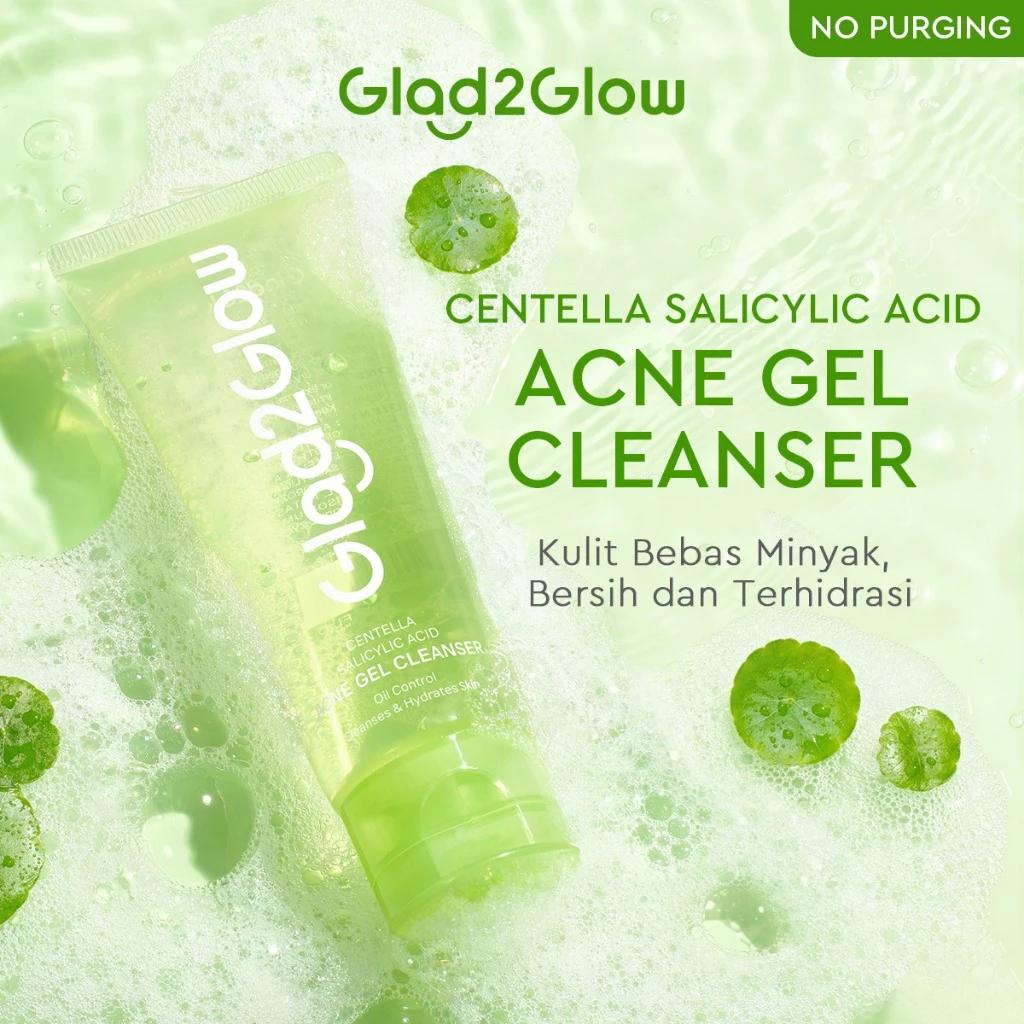 Glad2Glow Centella Salicylic Acid Acne Gel Cleanser 70mL Gentle Face Wash for Acne Prone Skin Deep Cleansing Soothing Care