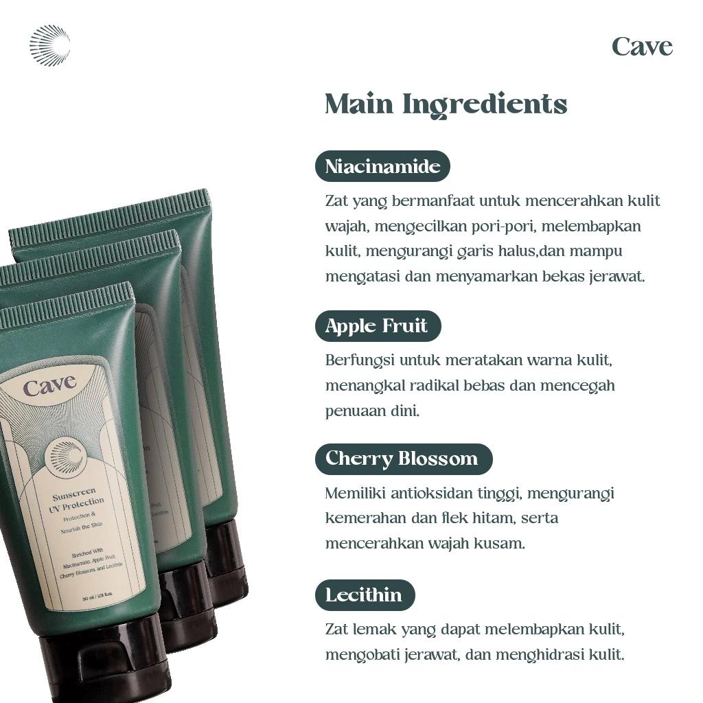 CAVE Sunscreen UV Protection - Sunscreen Wajah Pria Perlindungan dari Sinar Matahari 30ml