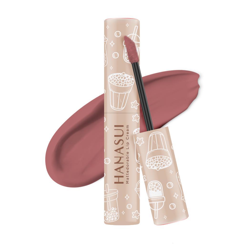 Hanasui Mattedorable Lip Cream Matte - Matcha Latte & Boba Series Halal Certified Lip Gloss