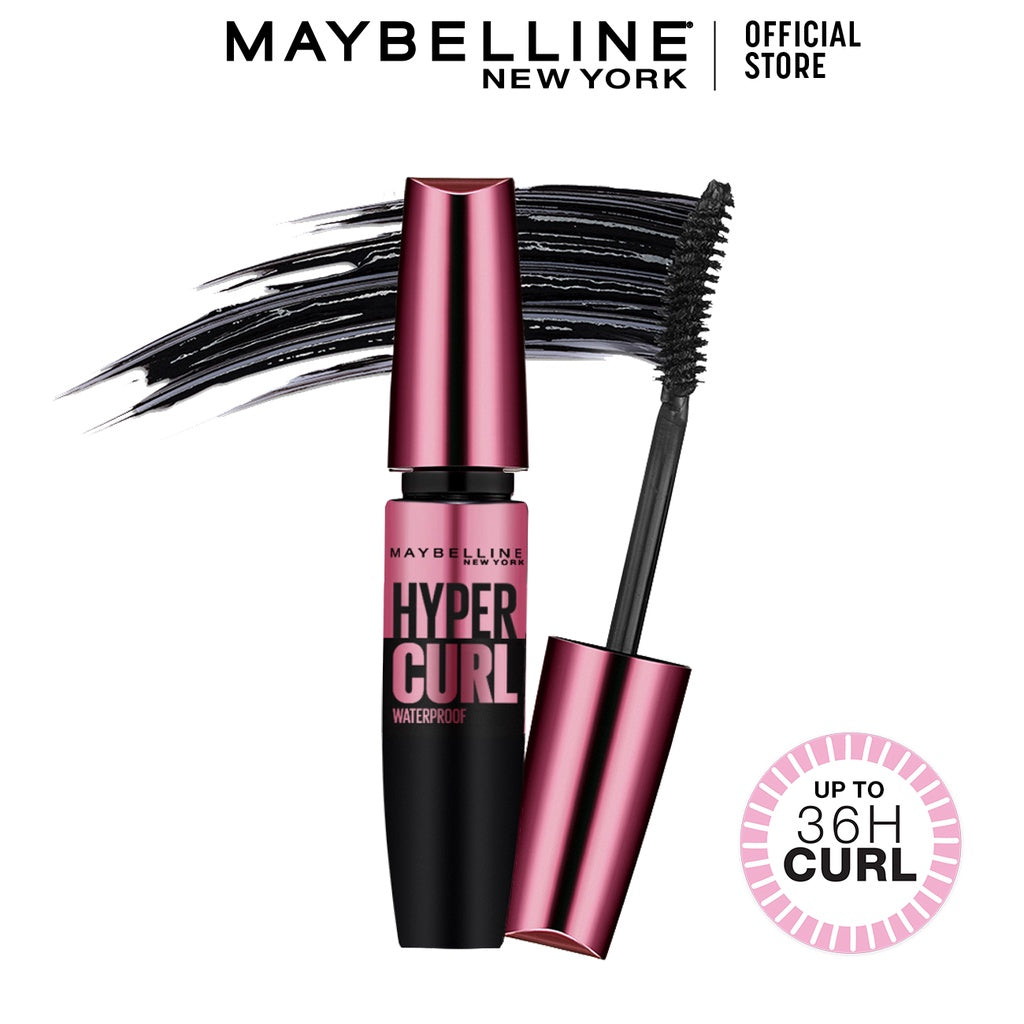 (PAKET HEMAT ISI 2) Maybelline Volum Express Hypercurl Waterproof Mascara Make Up - Black (Maskara Waterproof Tahan 36 Jam)
