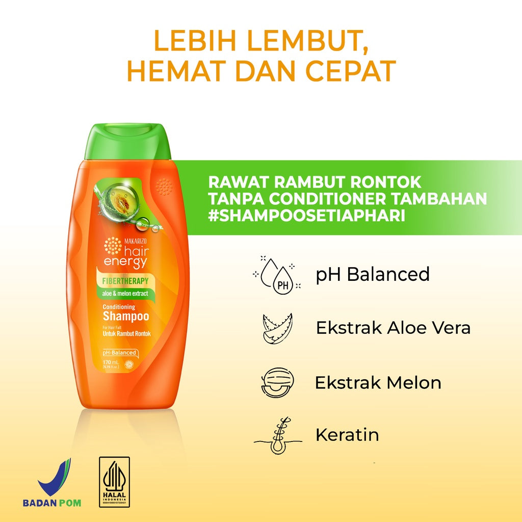 Makarizo Hair Energy Fibertherapy  Conditioning Shampoo Aloe & Melon 170 mL shampo / sampo / kondisioner / kondisioner rambut