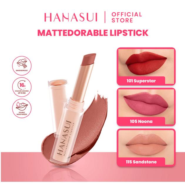 Hanasui Mattedorable Lipstick | Anti Geser Formula Smudgeproof Transferproof Long Lasting Matte
