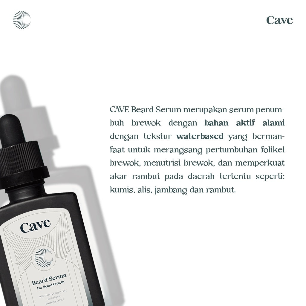 CAVE Hair Care + Beard Care -  Paket Penumbuh Pemanjang Pelebat Rambut Jambang Kumis Jenggot Brewok Pria Mengurangi Rontok & Kebotakan