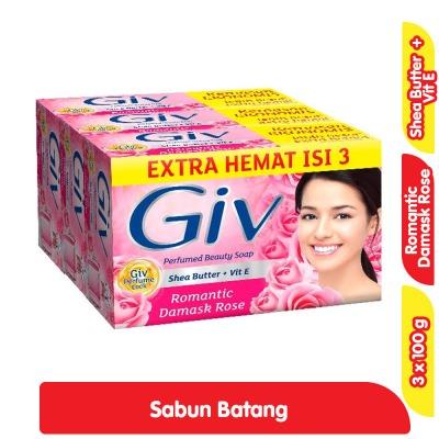 Giv Beauty Bar Soap – Damask Rose & Cherry Blossom 3 x 100g | Triple Floral Scented Soap for Soft, Radiant Skin | Luxurious Floral Bath Experience