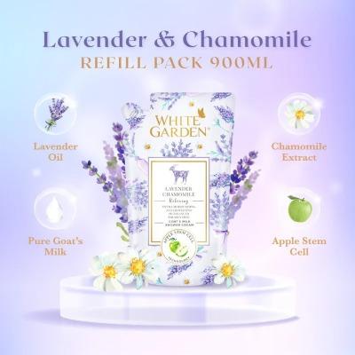 White Garden Body Wash – Lavender, Chamomile & Goat’s Milk Refill 900ml | Relaxing Cleanse with Nourishing Hydration | Calming Scent for Soft, Smooth Skin