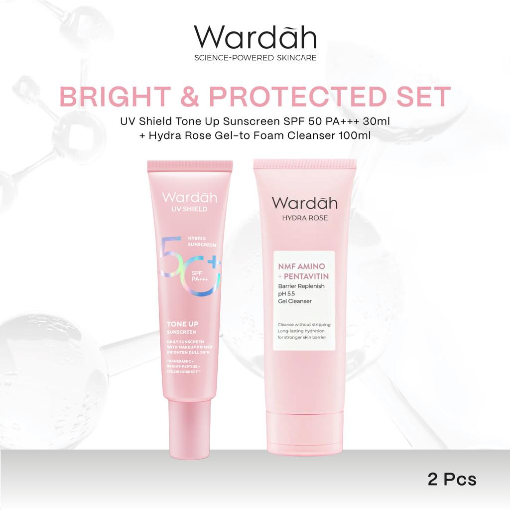 WARDAH Cleanser & Sunscreen Set | Gentle Low pH Face Wash + UV Shield SPF 35 & SPF 50 | Daily Skincare for All Skin Types | Hydrating & Sun Protection