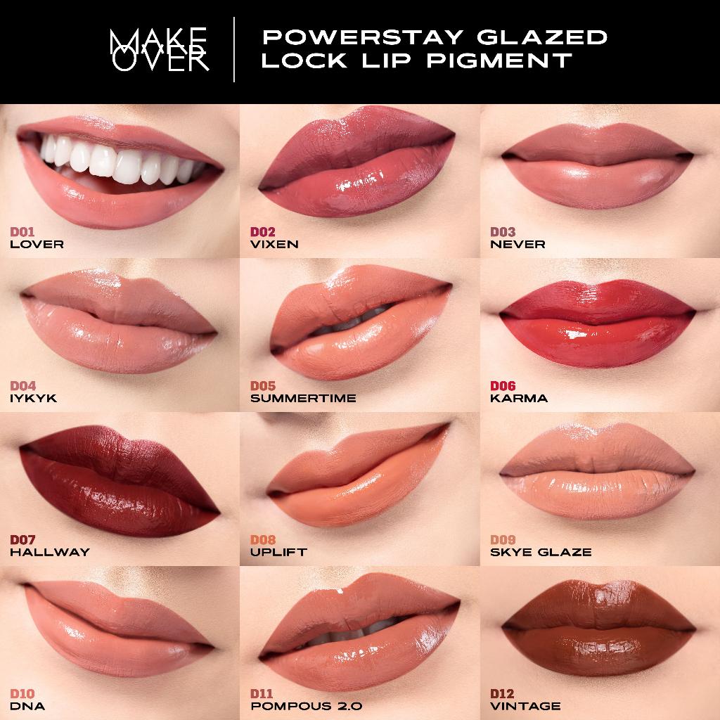 MAKE OVER Powerstay GLAZED LOCK LIP PIGMENT NEW! Lip Gloss yang Transferproof